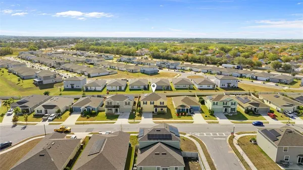an aerial view of multiple house