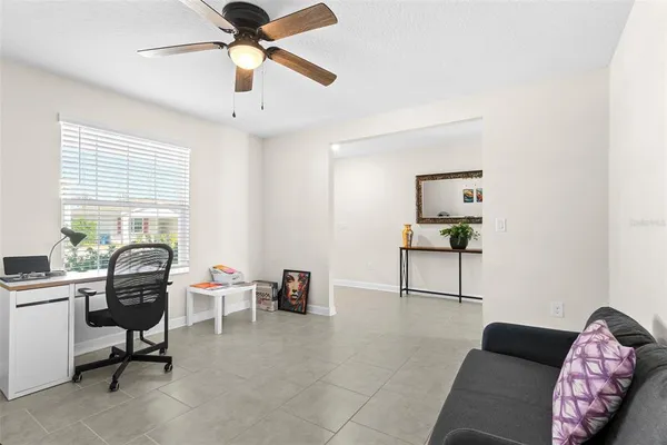 a living room with furniture