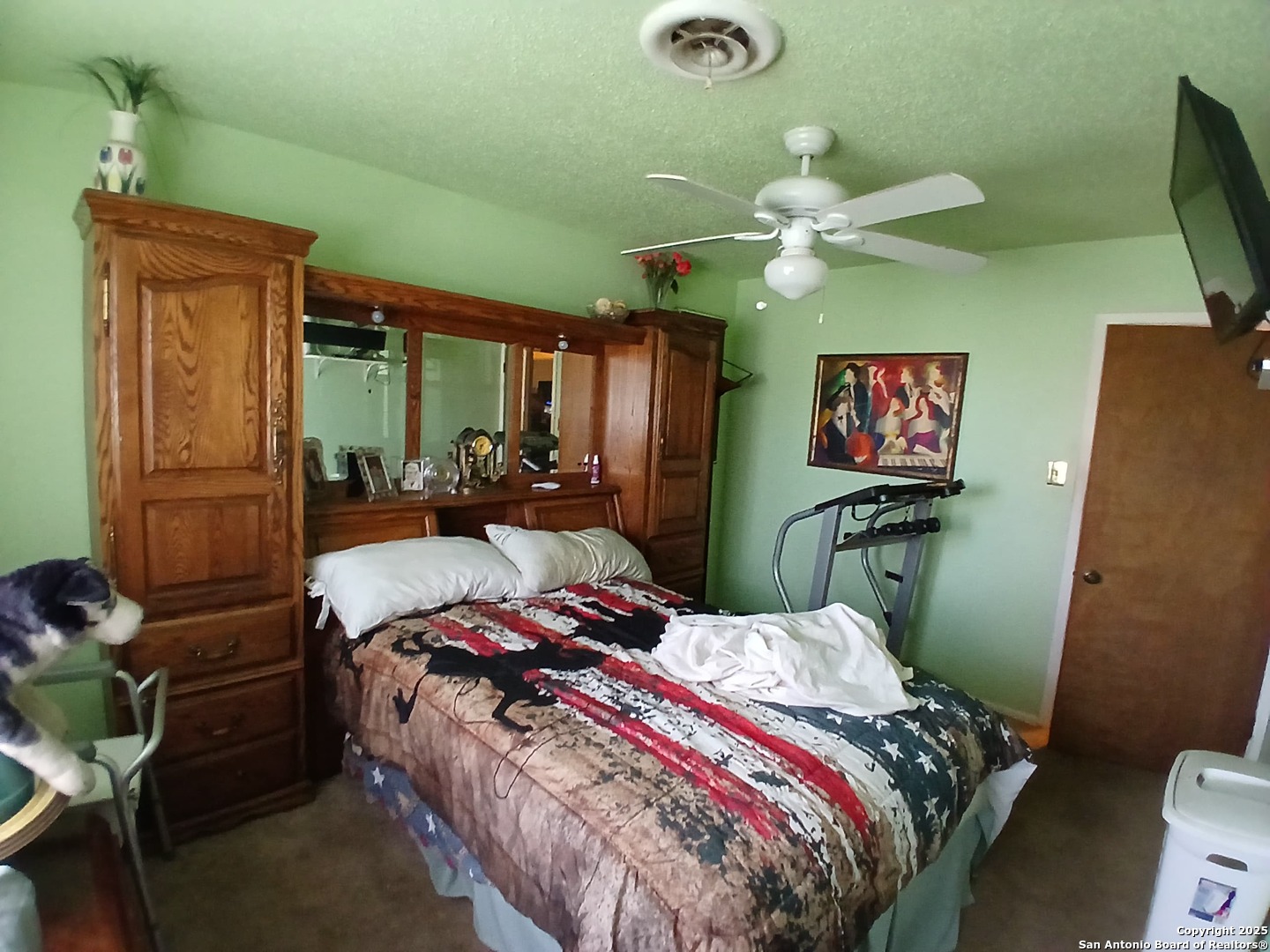 706 Thomaston River Road Cuero, TX 77954 - Photo 12 of 46 a bedroom with a bed dresser and a flat tv screen
