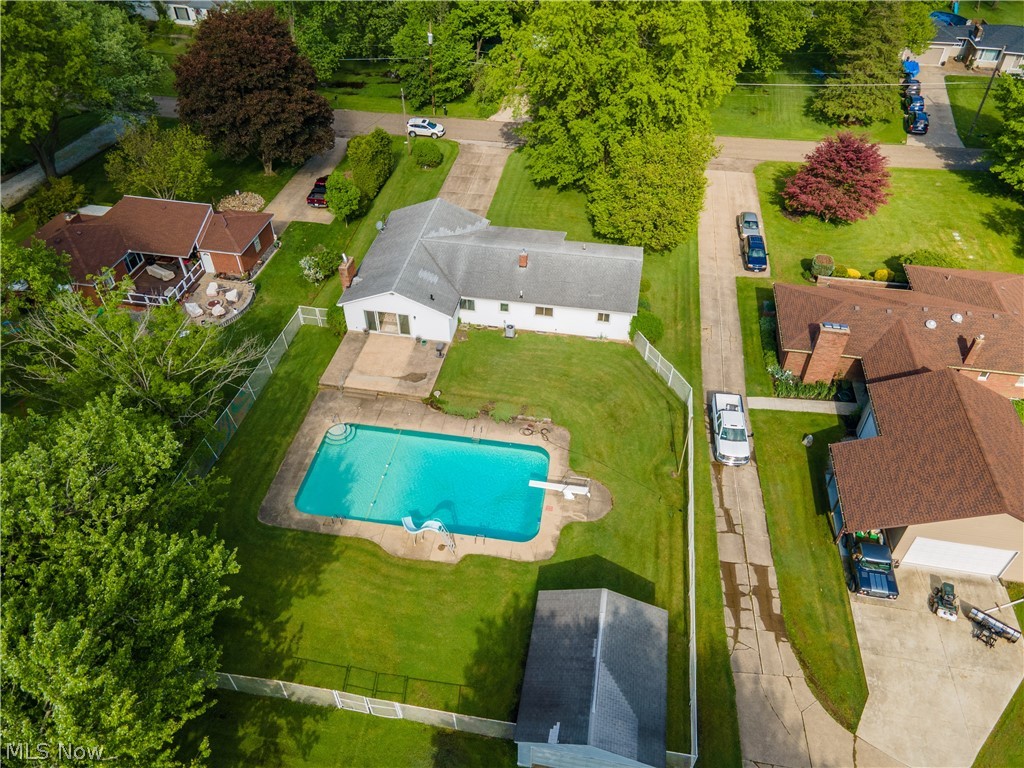 5644 Myers Road Akron, OH 44319 - Photo 4 of 33 Rear aerial view of pool and 2 car detached garage.