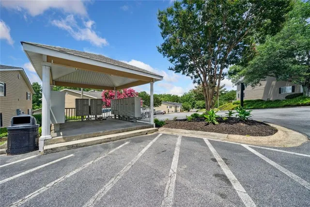 a view of street with sitting area