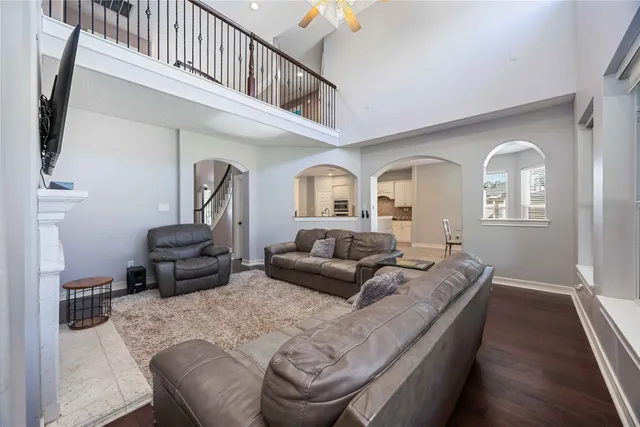 a living room with furniture