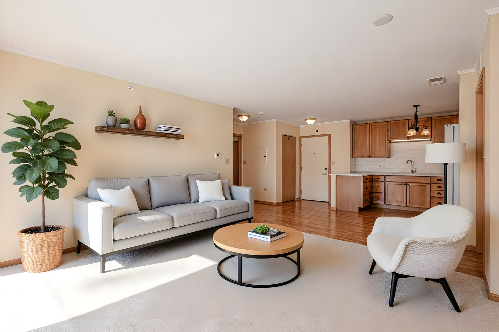 801 North McLean Boulevard, Unit 320 Elgin, IL 60123 - Photo 4 of 37 a living room with furniture and a fireplace