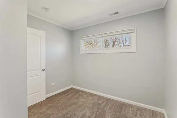 a view of an empty room with a area