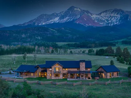 a view of a big yard with table and chairs potted plants and large tree