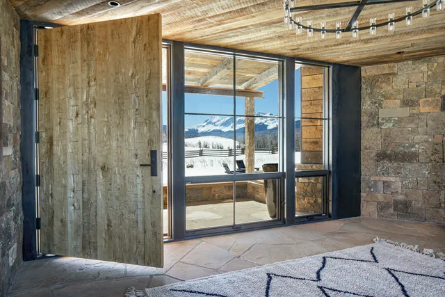 a view of a glass door with a glass door