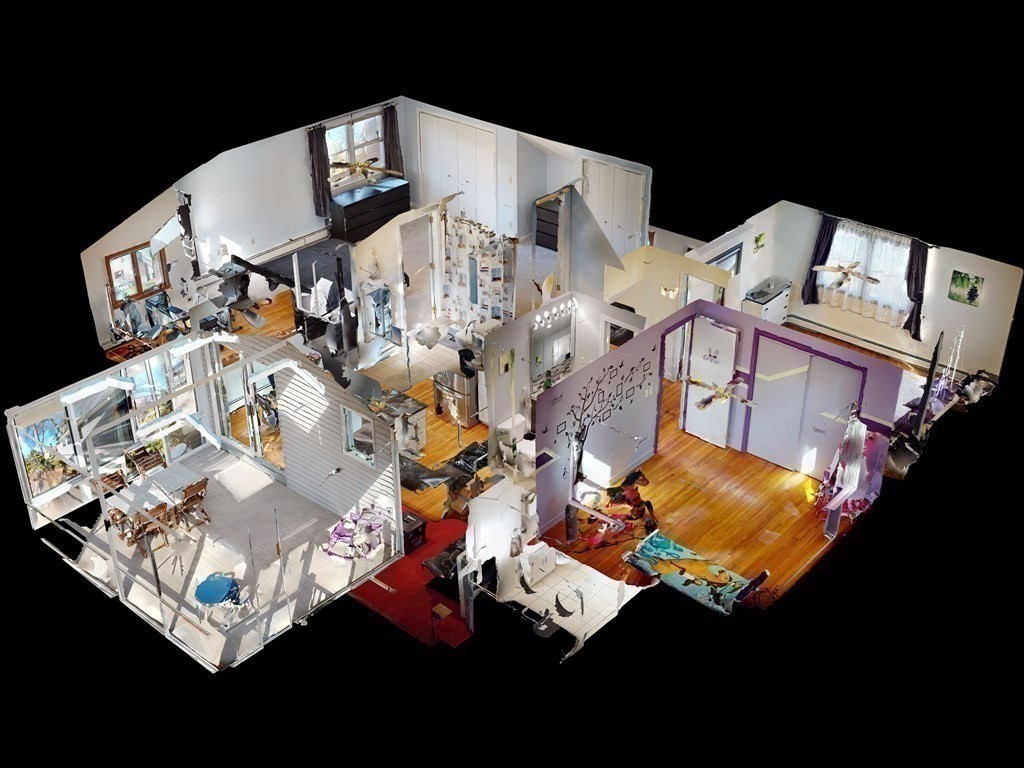 30 Kingston Road Waltham, MA 02451 - Photo 36 of 41 an aerial view of a house a kitchen wooden floor table and chairs