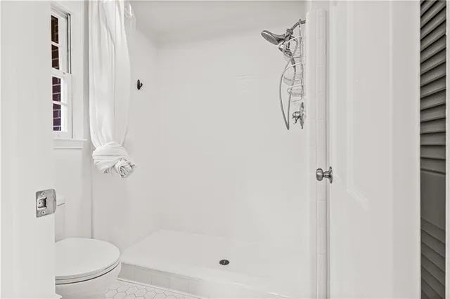 a bathroom with a shower