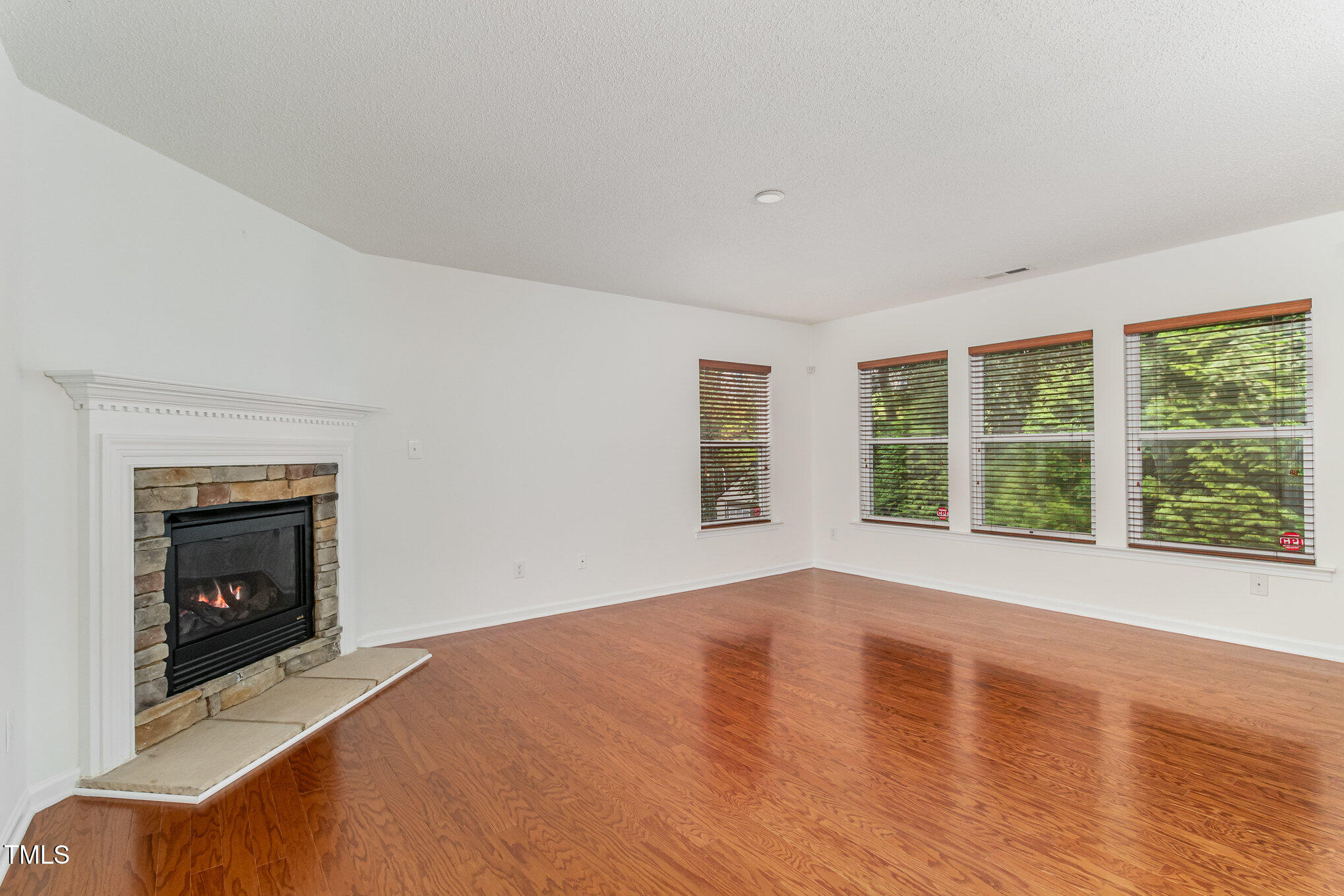 5404 Meryton Park Way Raleigh, NC 27616 - Photo 12 of 35 a view of empty room with wooden floor and fireplace
