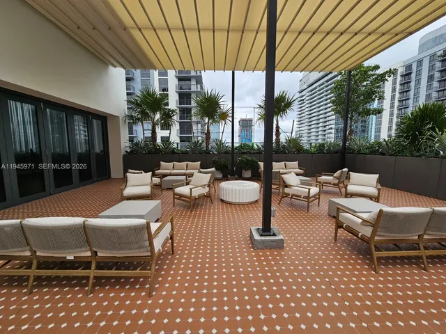 a outdoor space with patio furniture