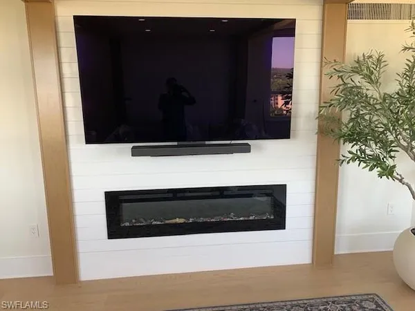 a close view of a fireplace
