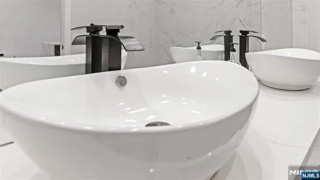 a close view of two sink