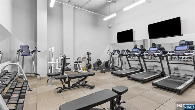 a view of a room with gym equipment