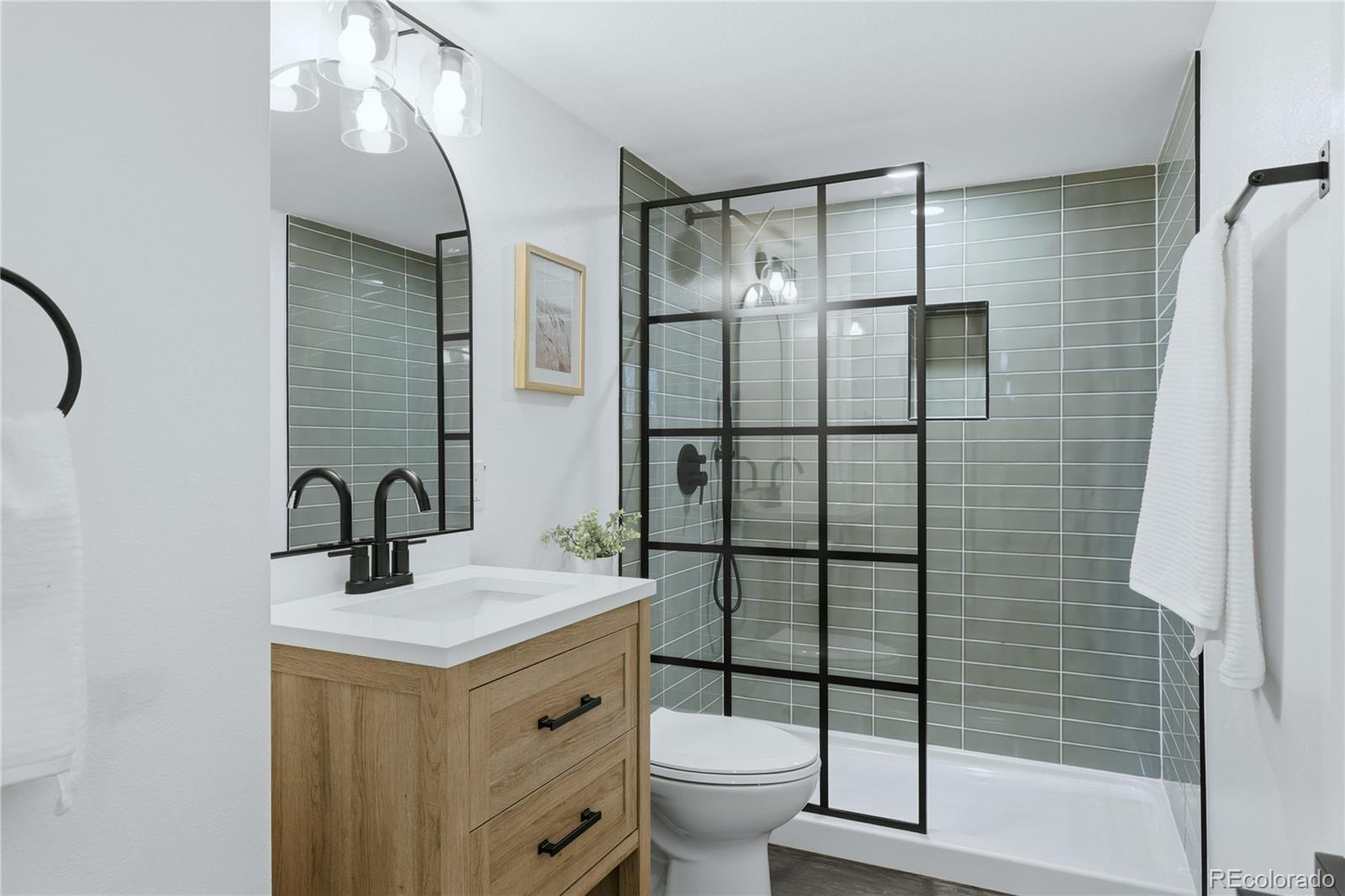 3173 South Nucla Street Aurora, CO 80013 - Photo 28 of 34 a bathroom with a sink toilet and shower