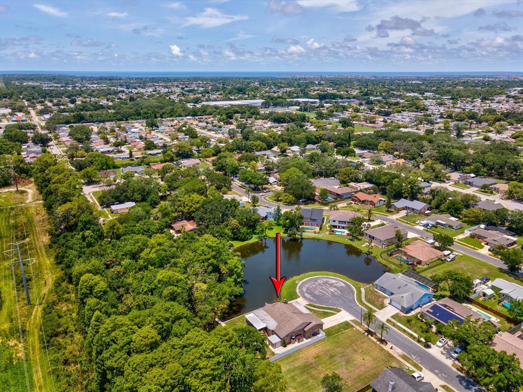 5904 Springrun Court Holiday, FL 34690 - Photo 50 of 53 an aerial view of residential houses with outdoor space and a lake view
