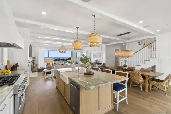 a kitchen with lots of counter top space