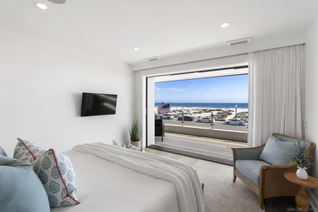 a bedroom with a bed and a television