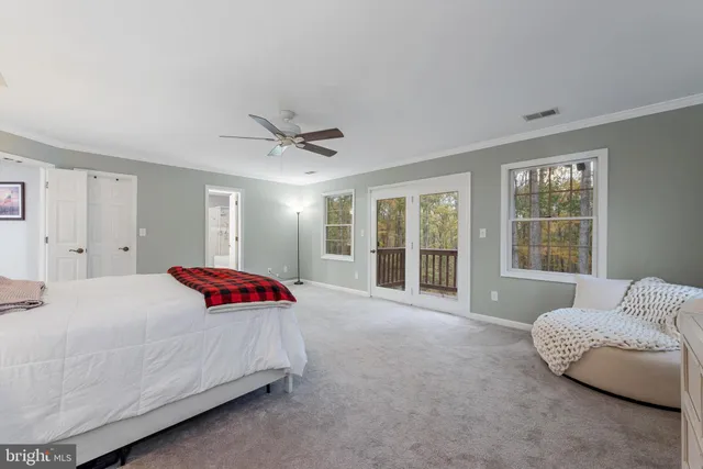a bedroom with a bed couch and window