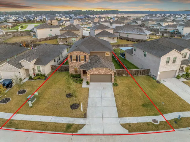 an aerial view of a house