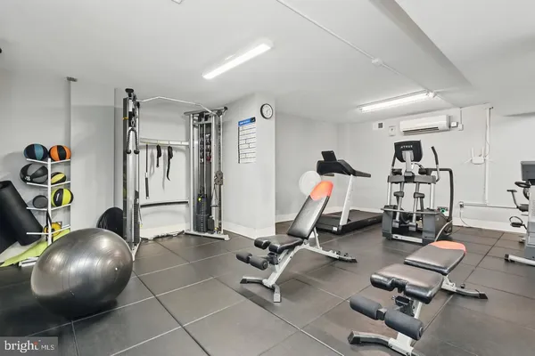 a room with gym equipment