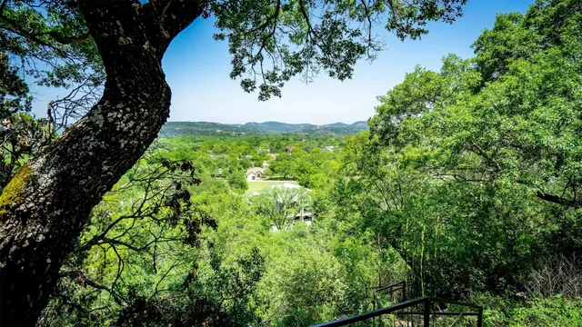 a view of a lake from a yard