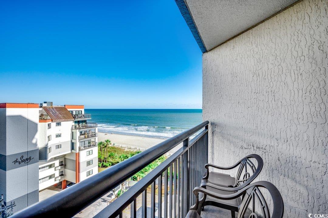 7100 North Ocean Boulevard, Unit 825 Myrtle Beach, SC 29572 - Photo 13 of 38 Balcony with a view of the beach and a water view