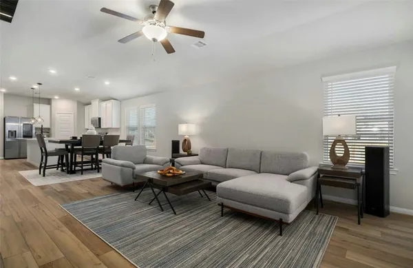 a living room with furniture