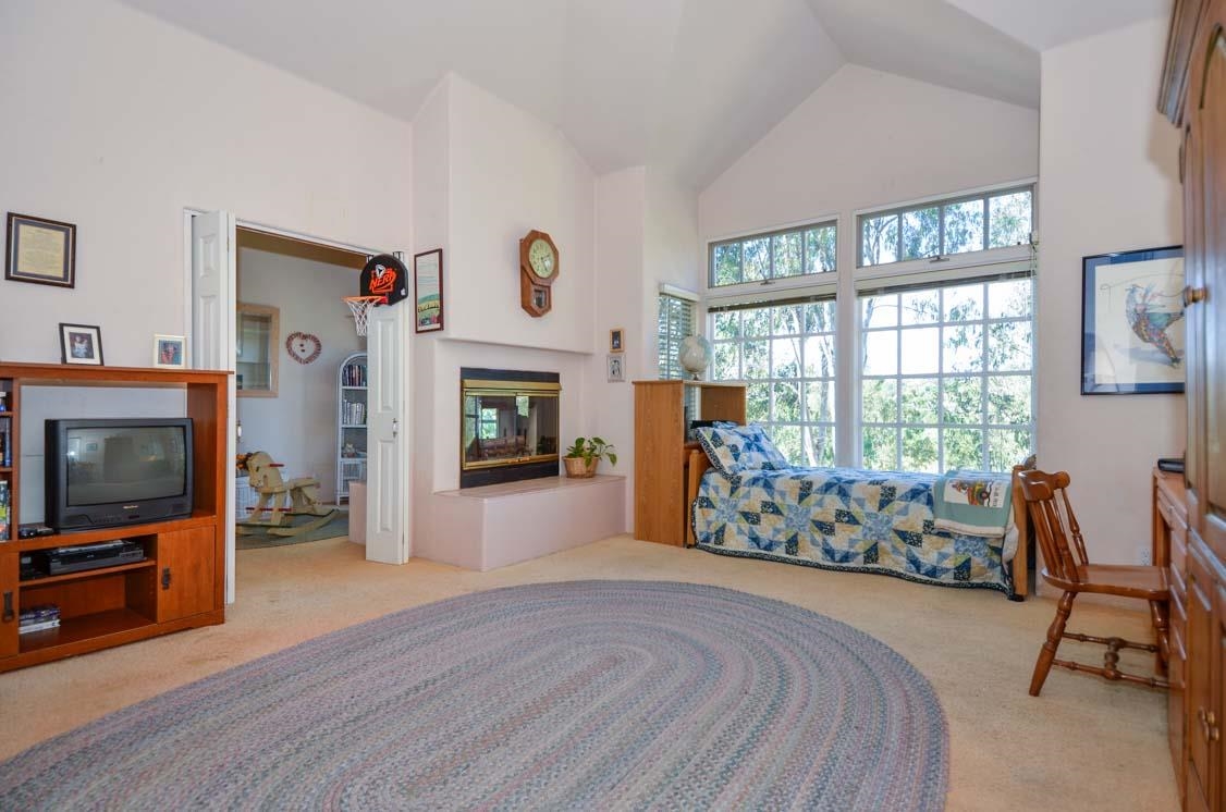 4132 Olive Hill Road Fallbrook, CA 92028 - Photo 10 of 25 Master Bedroom with Fireplace, Bay Window and Adjacent Sitting Room