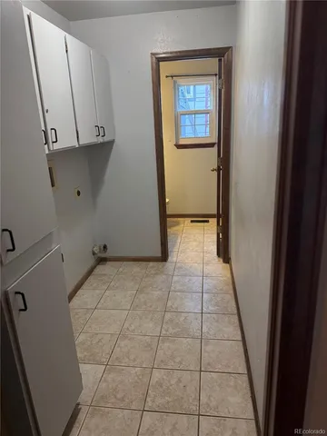 a view of hallway with washer and dryer