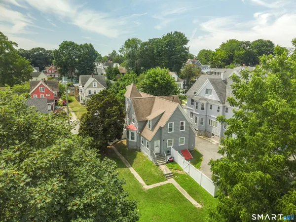 an aerial view of a house