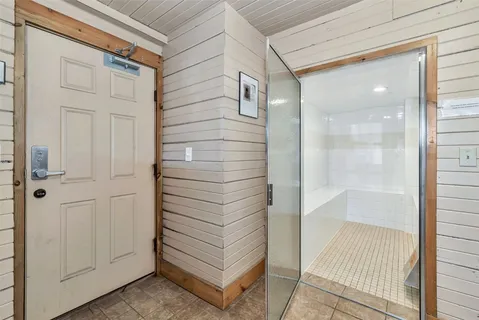 a view of a small space built with hardwood