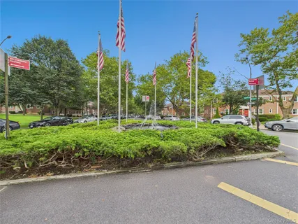 a view of a bench in a garden