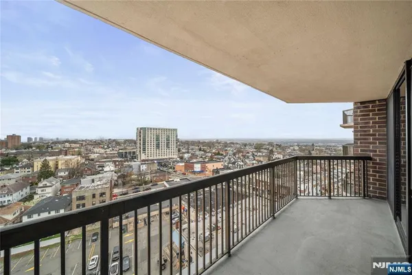 a view of city from a balcony