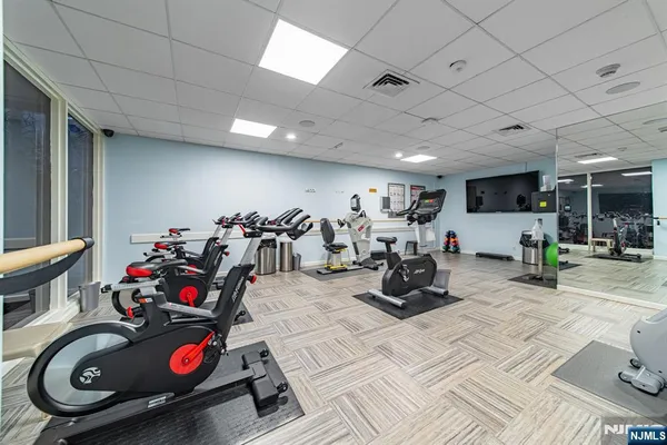 a view of a room with gym equipment