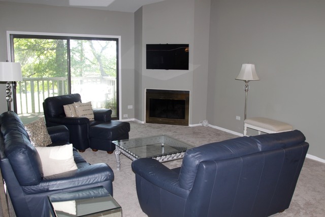260 Timber Ridge Lane, Unit A Lake Barrington, IL 60010 - Photo 5 of 20 a living room with furniture a fireplace and a flat screen tv