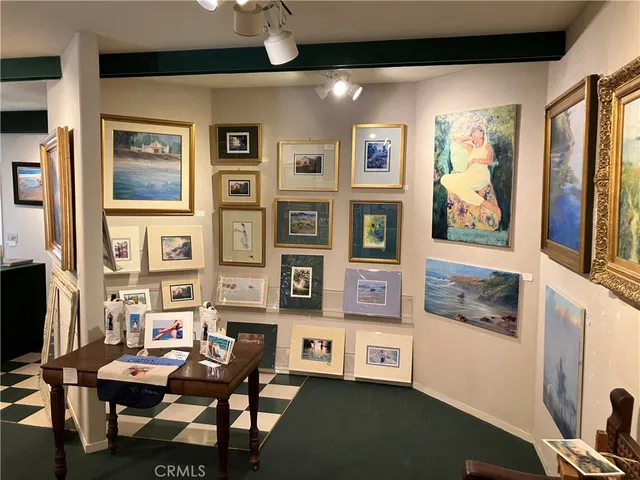 a workspace with furniture and window