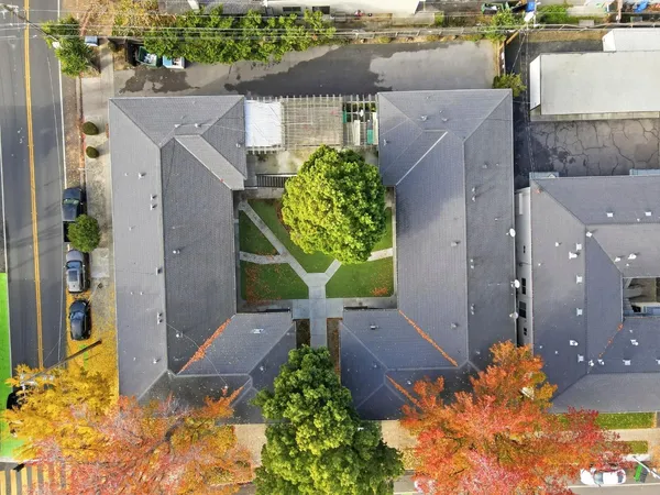 an aerial view of a house