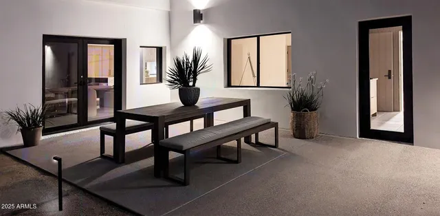 a view of swimming pool with a yard and seating area