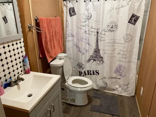 a bathroom with a sink and toilet