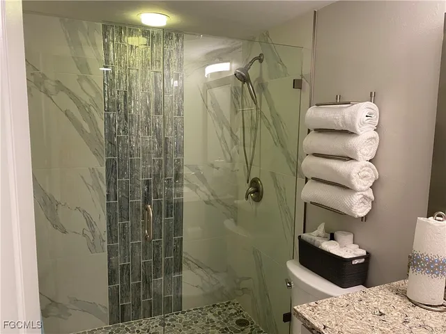 a bathroom with a shower