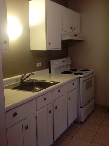 924 Ridge Square, Unit 118 Elk Grove Village, IL 60007 - Photo 6 of 10 a kitchen with white cabinets appliances a sink and a window