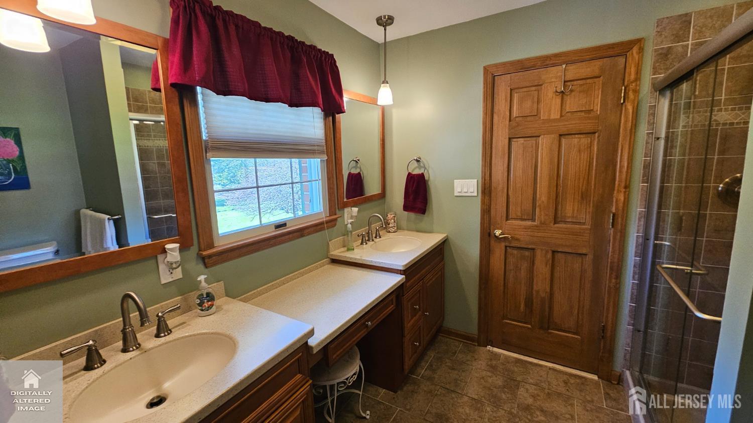 263 New Road Monmouth Junction, NJ 08852 - Photo 45 of 70 a bathroom with a sink vanity granite tub shower and mirror