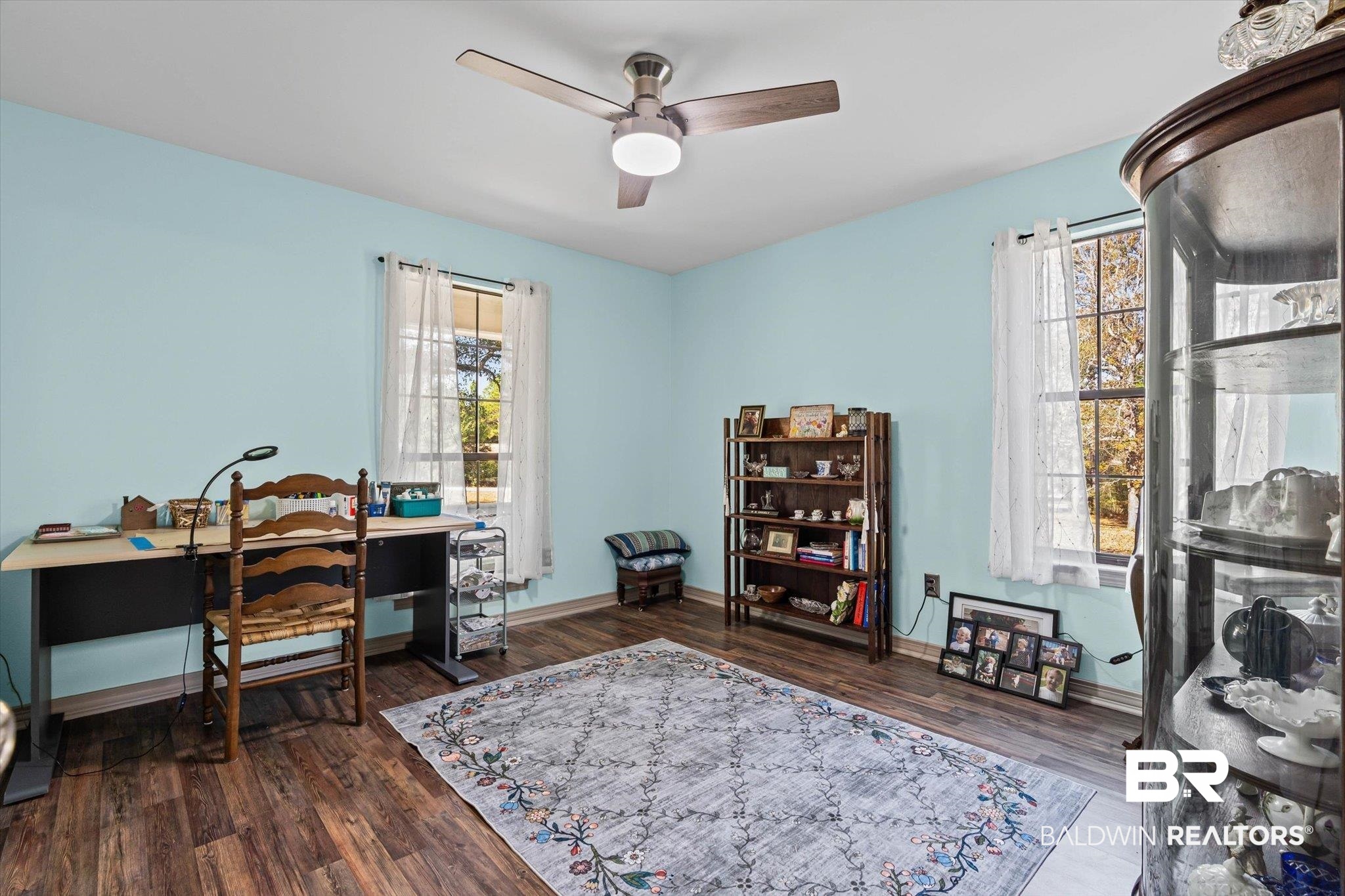 3846 Leslie Road Saraland, AL 36571 - Photo 20 of 40 Office featuring dark wood finished floors and ceiling fan
