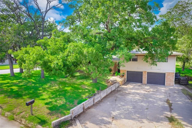 a view of a garden with a flower plants and wooden fence