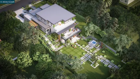 an aerial view of a house