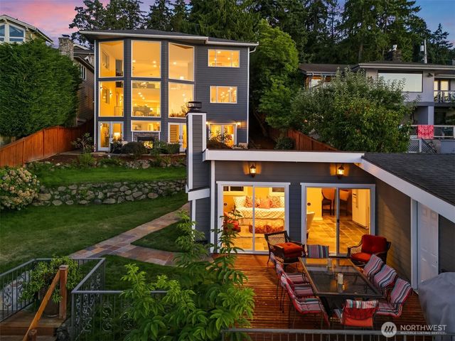 a patio with table and chairs