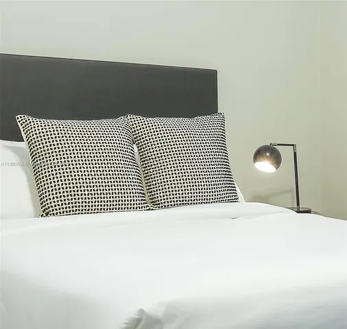 a bedroom with a bed