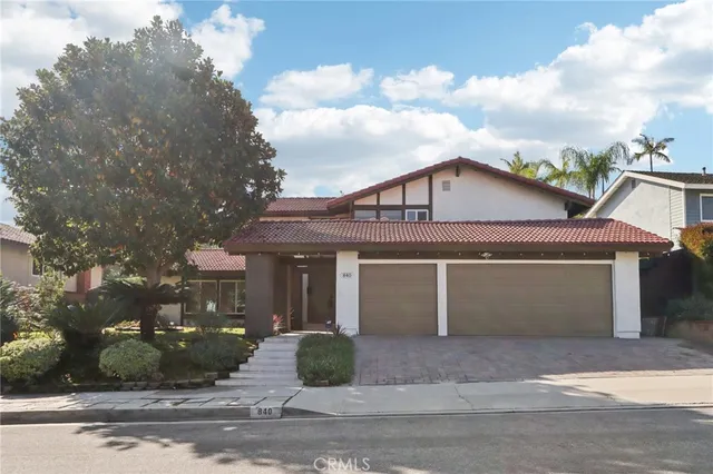 front view of a house with a garage