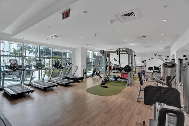 a view of a room with gym equipment