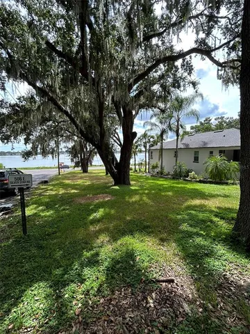 a garden view with a sitting space
